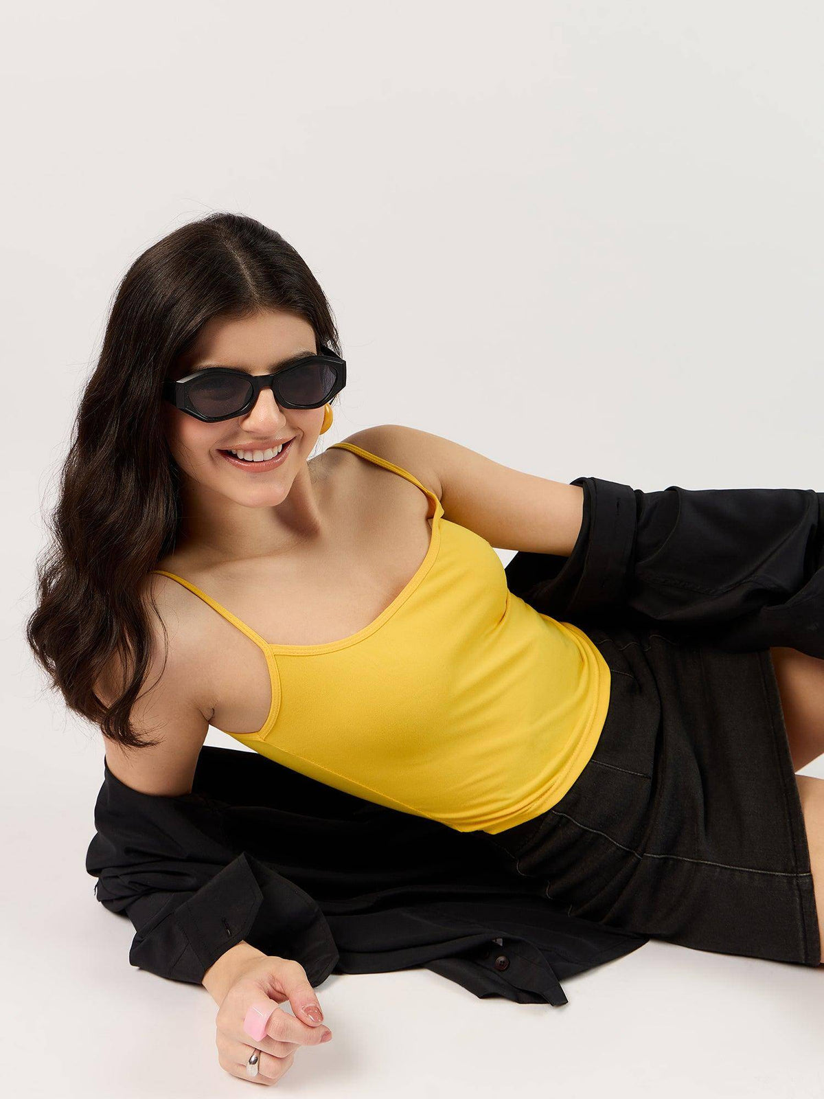 Solid Black Basic Cami Street Style Top | TT98 - view 20