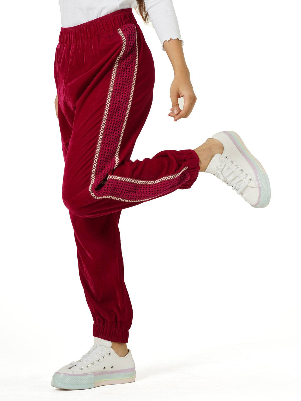 Green Solid Velvet Joggers | WJ89 - view 7