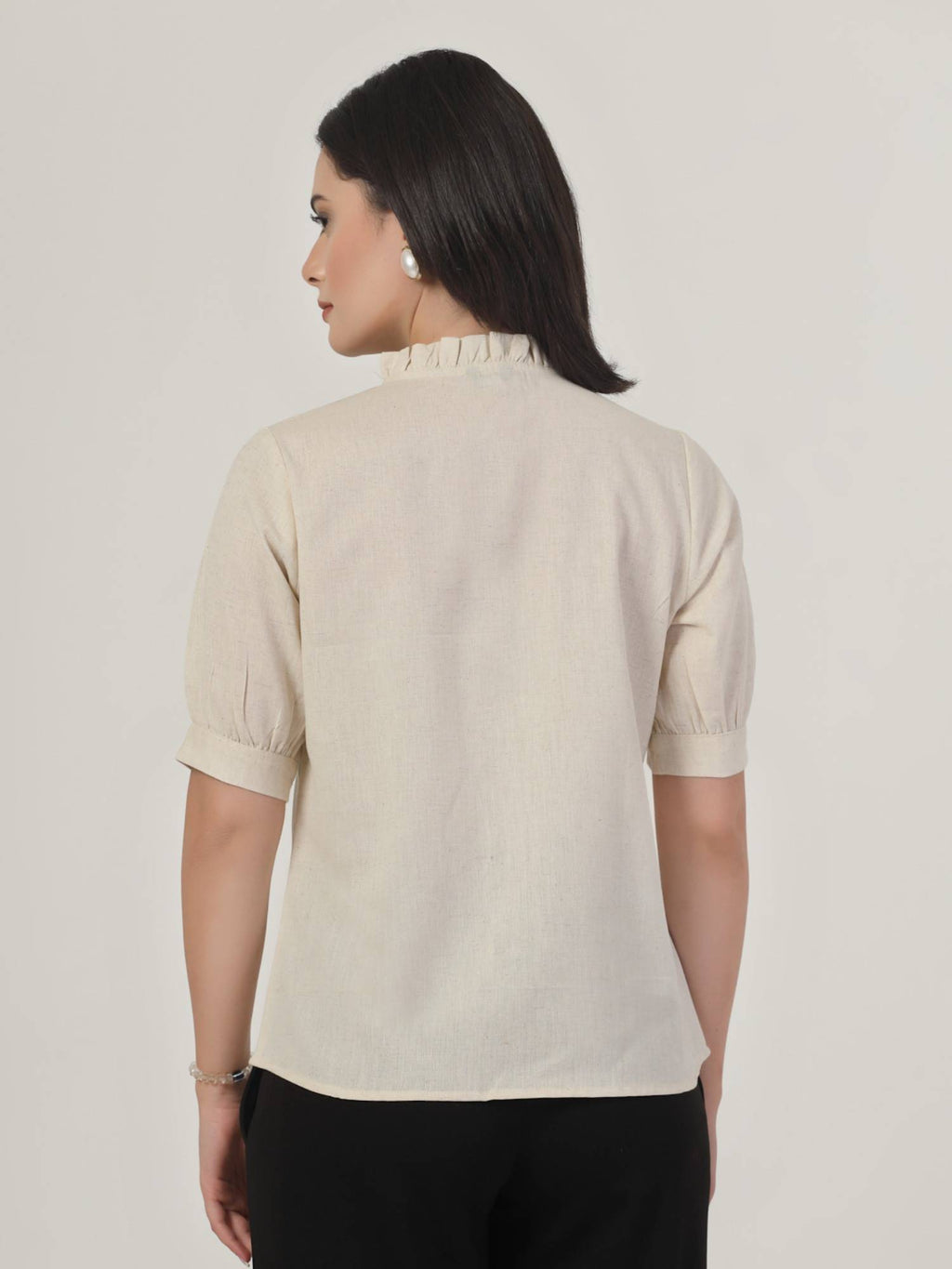 Women Beige Solid Regular Fit Flex Formal Shirt | S67 - view 2