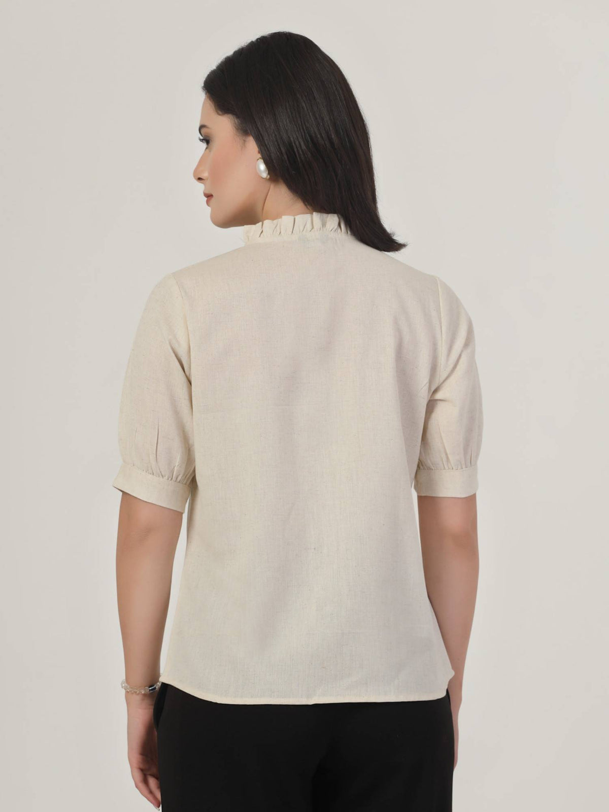 Women Beige Solid Regular Fit Flex Formal Shirt | S67 - view 2