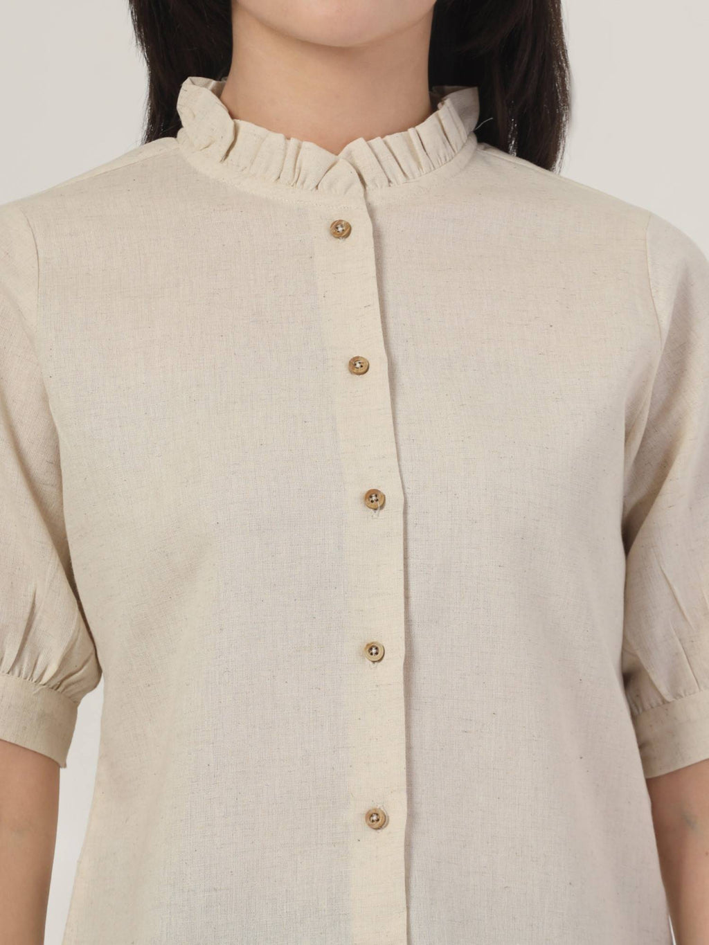 Women Beige Solid Regular Fit Flex Formal Shirt | S67 - view 3
