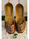 Folk Lore Embroidered Brown Juttis for Women | F61 - view 1