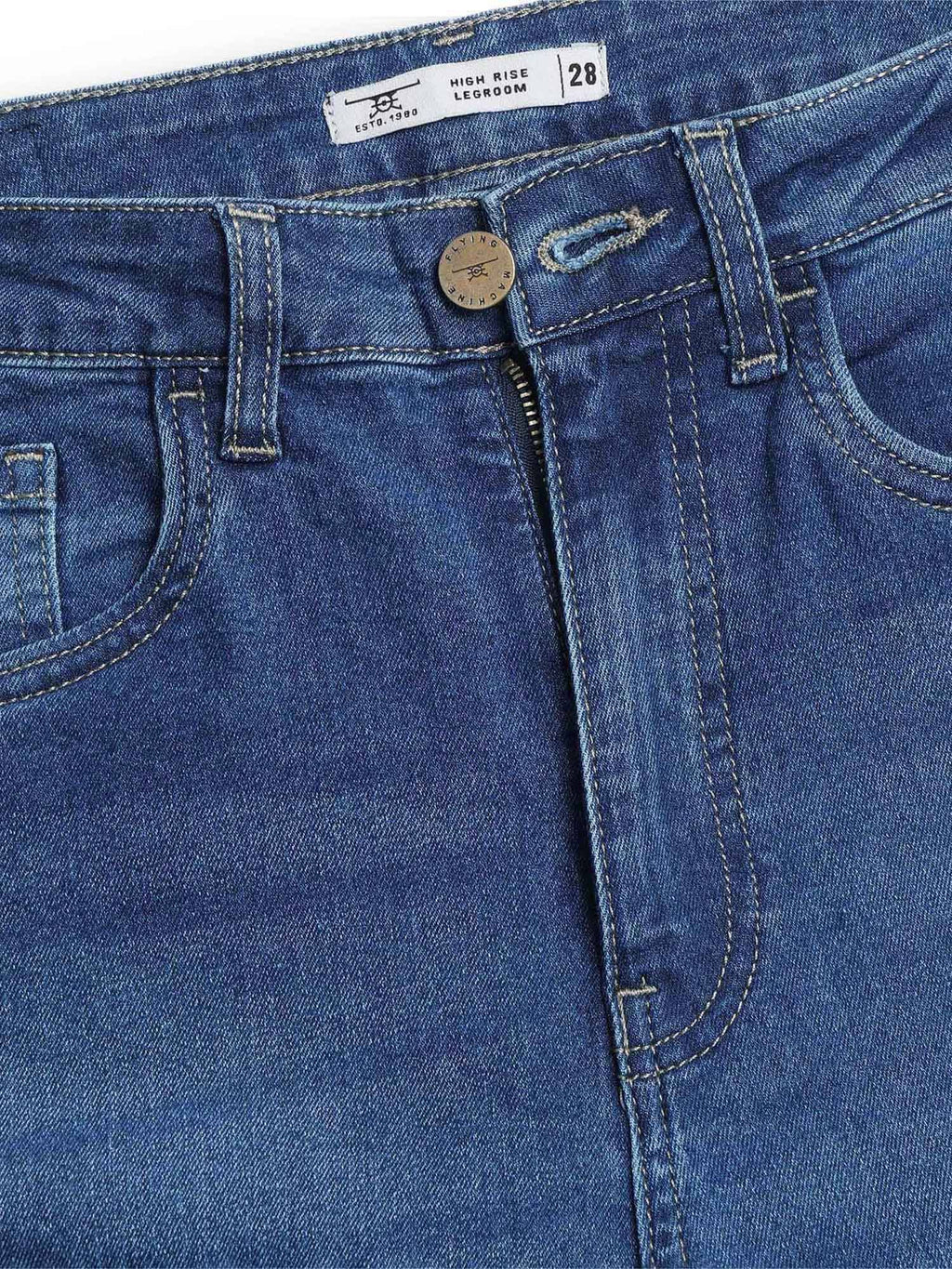 Women Blue Cotton Solid Wide Jeans | BG78 - view 2