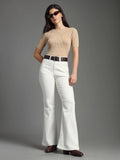 Women White Cotton Solid Flared Jeans | BG78 - view 1