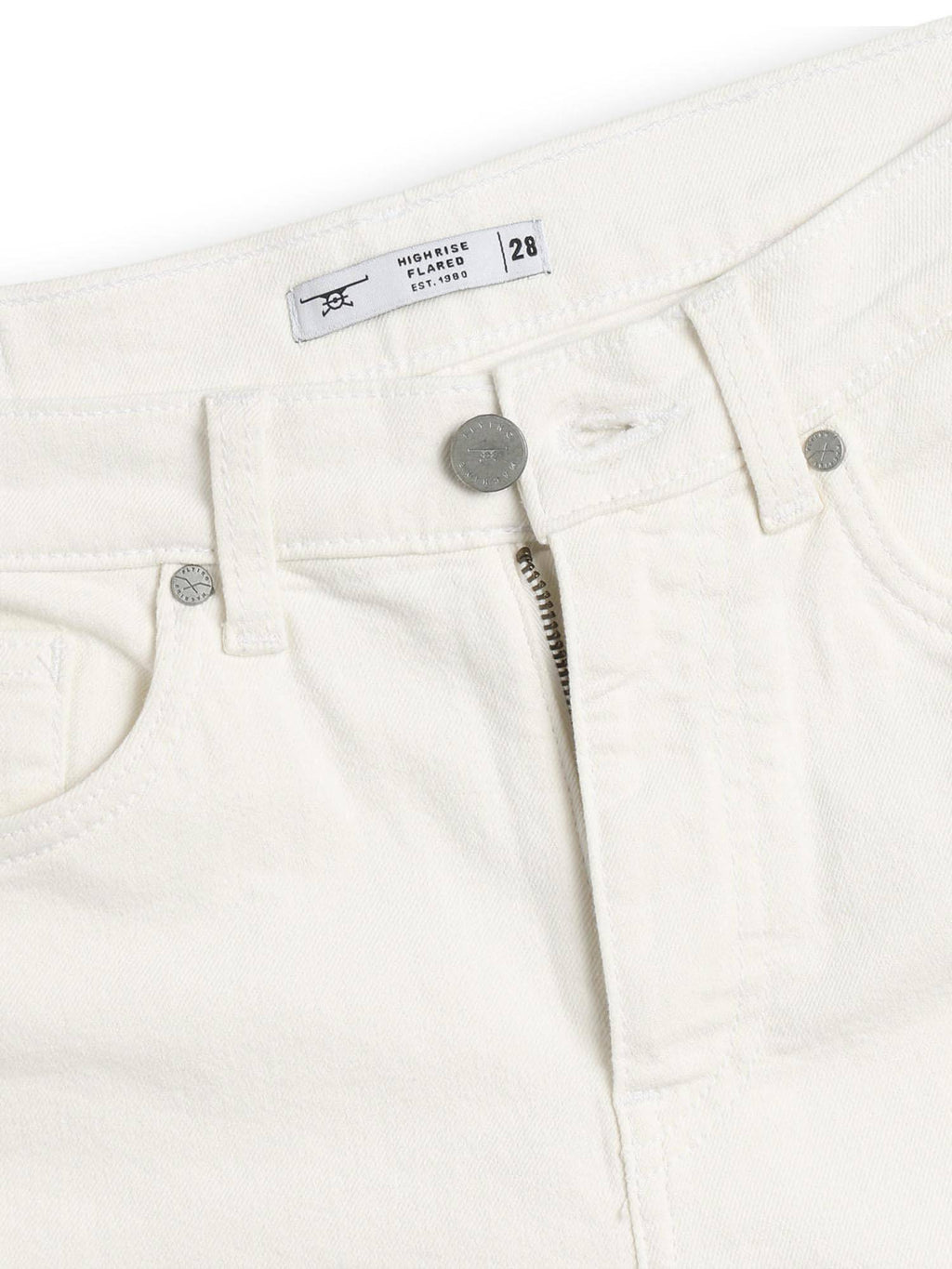 Women White Cotton Solid Flared Jeans | BG78 - view 2
