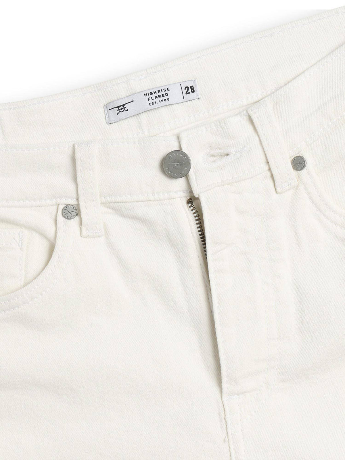Women White Cotton Solid Flared Jeans | BG78 - view 2