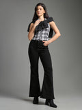 Women Black Cotton Solid Flared Jeans | BG78 - view 1