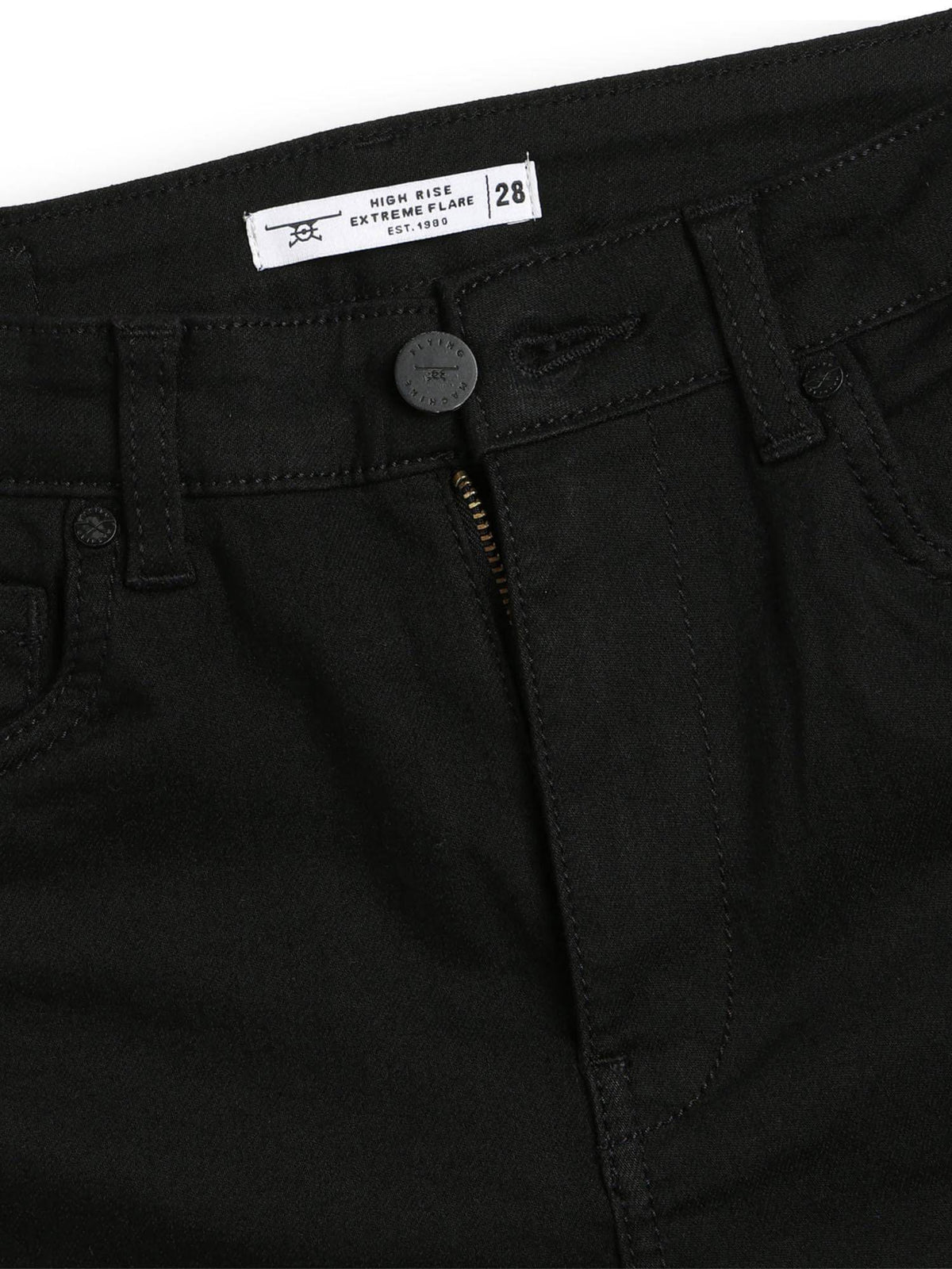 Women Black Cotton Solid Flared Jeans | BG78 - view 2