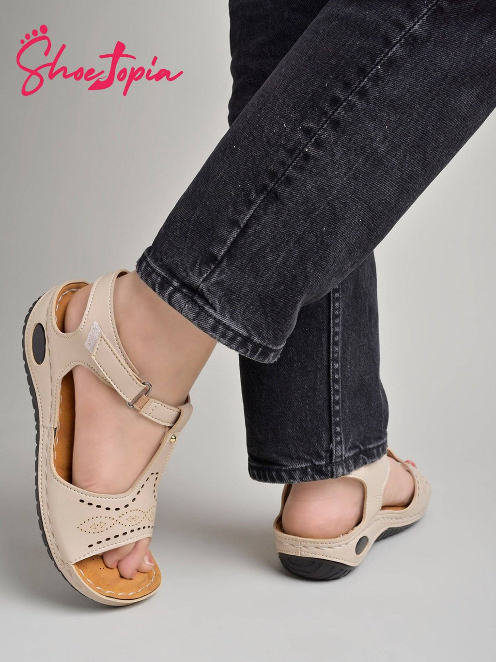 Women Cream-coloured Solid Sandals | SD89 - view 3