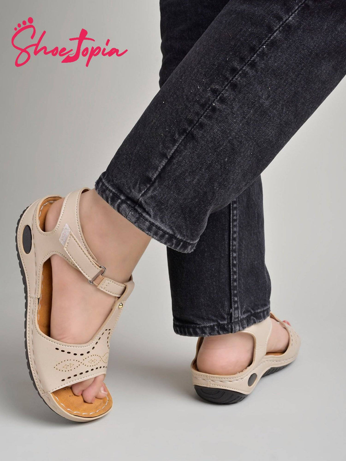 Women Cream-coloured Solid Sandals | SD89 - view 3