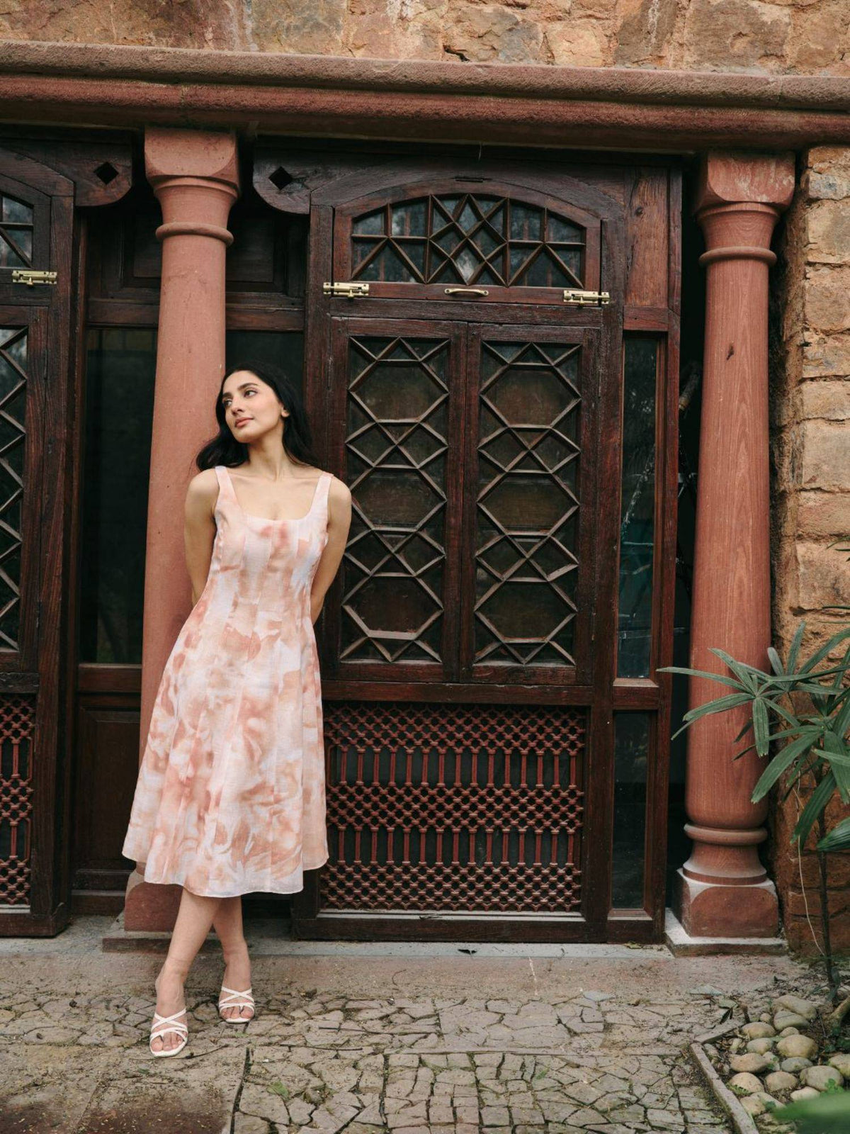 Printed Linen A-Line Dress | D56 - view 2