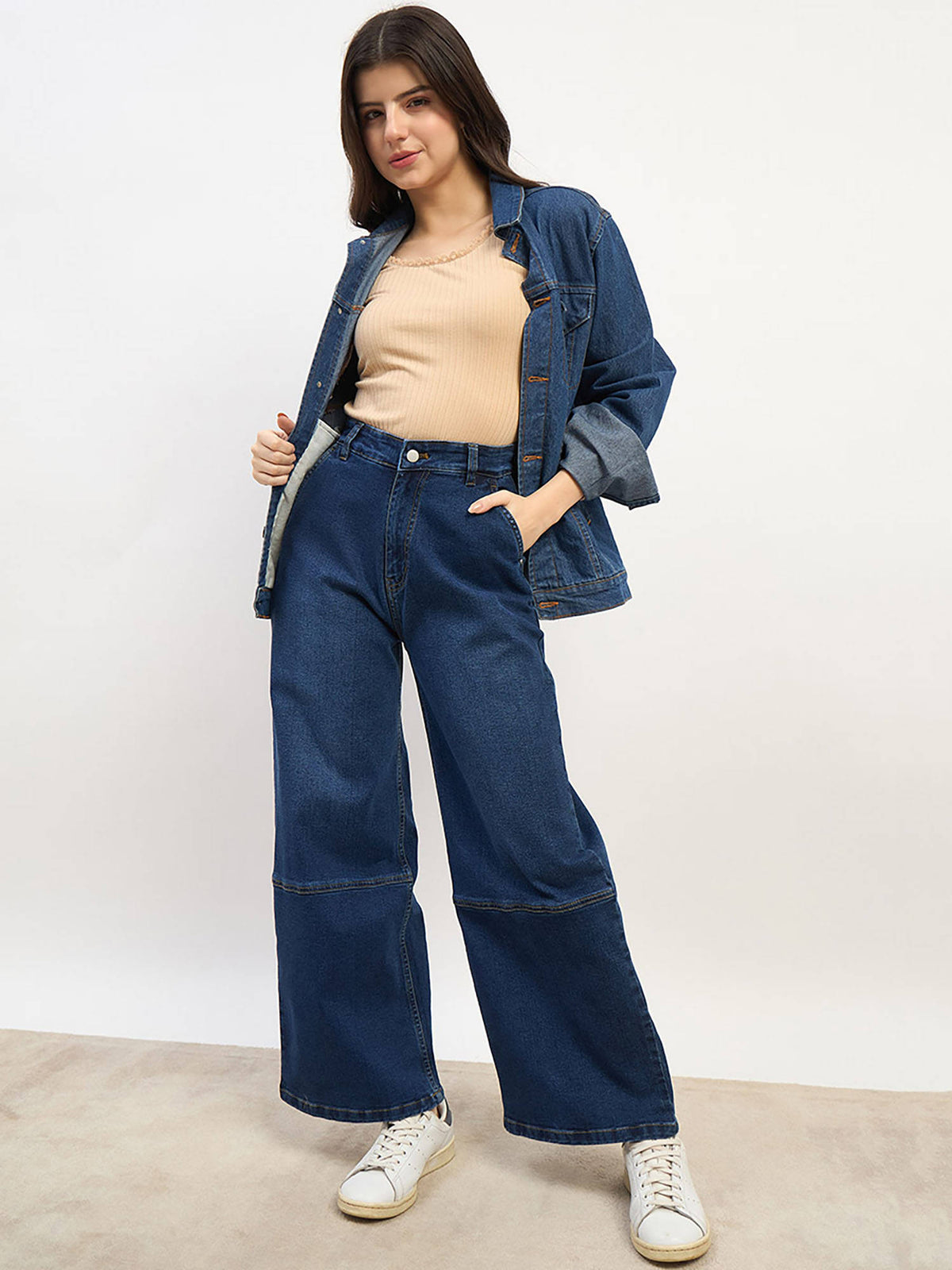 Blue Solid Loose Fit Jeans | BG78 - view 4