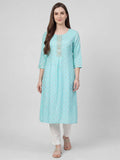 Randb Cream Printed Women Three-Quarter Sleeves Round Neck Kurta | FY93 - view 6