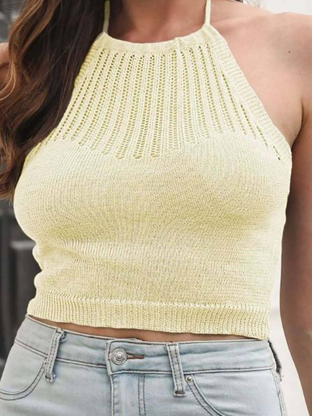 Yellow Halter Neck Top | HT67 - view 2