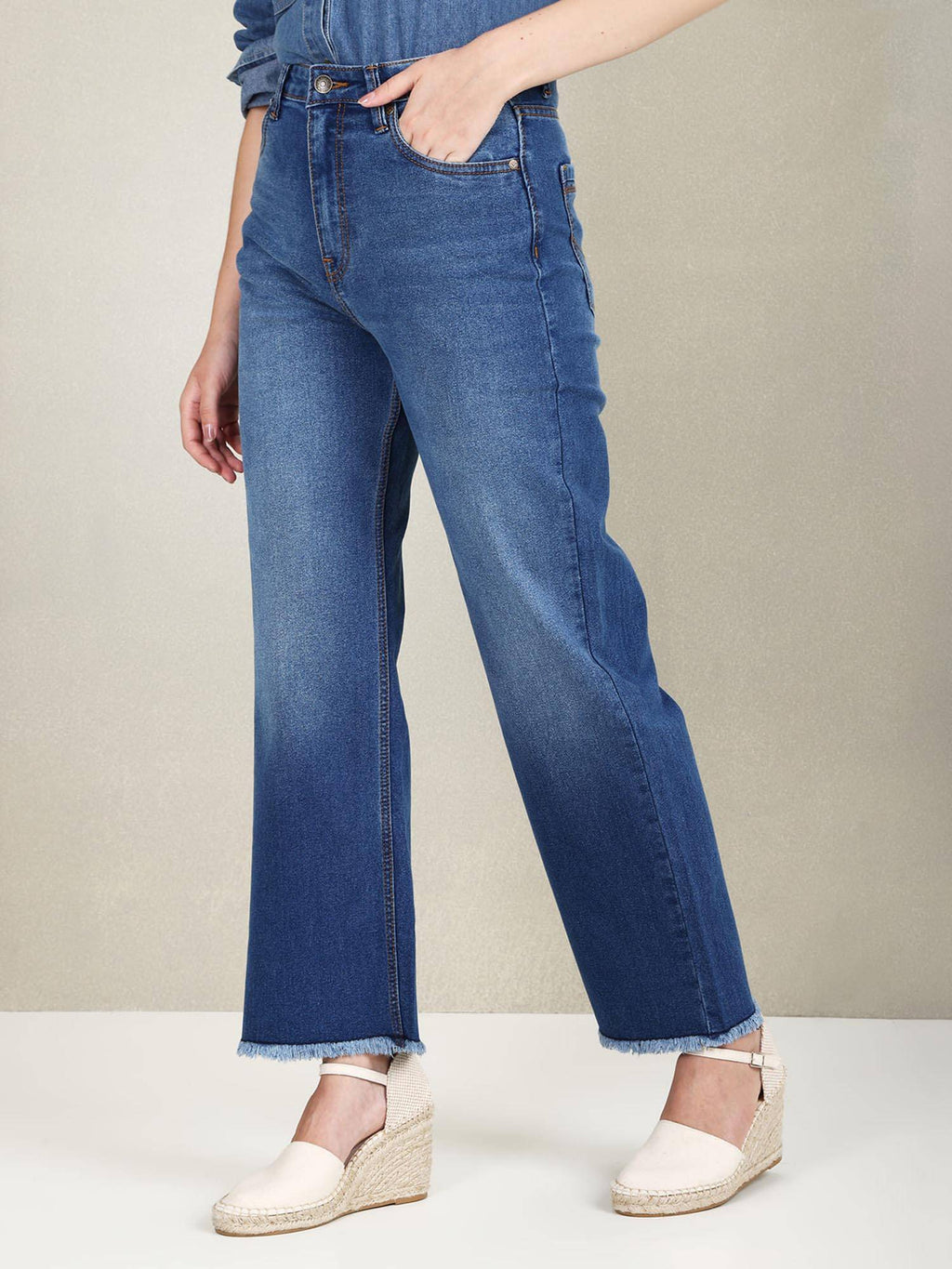 High Rise Wide Leg Stone Wash Jeans | WL90 - view 4
