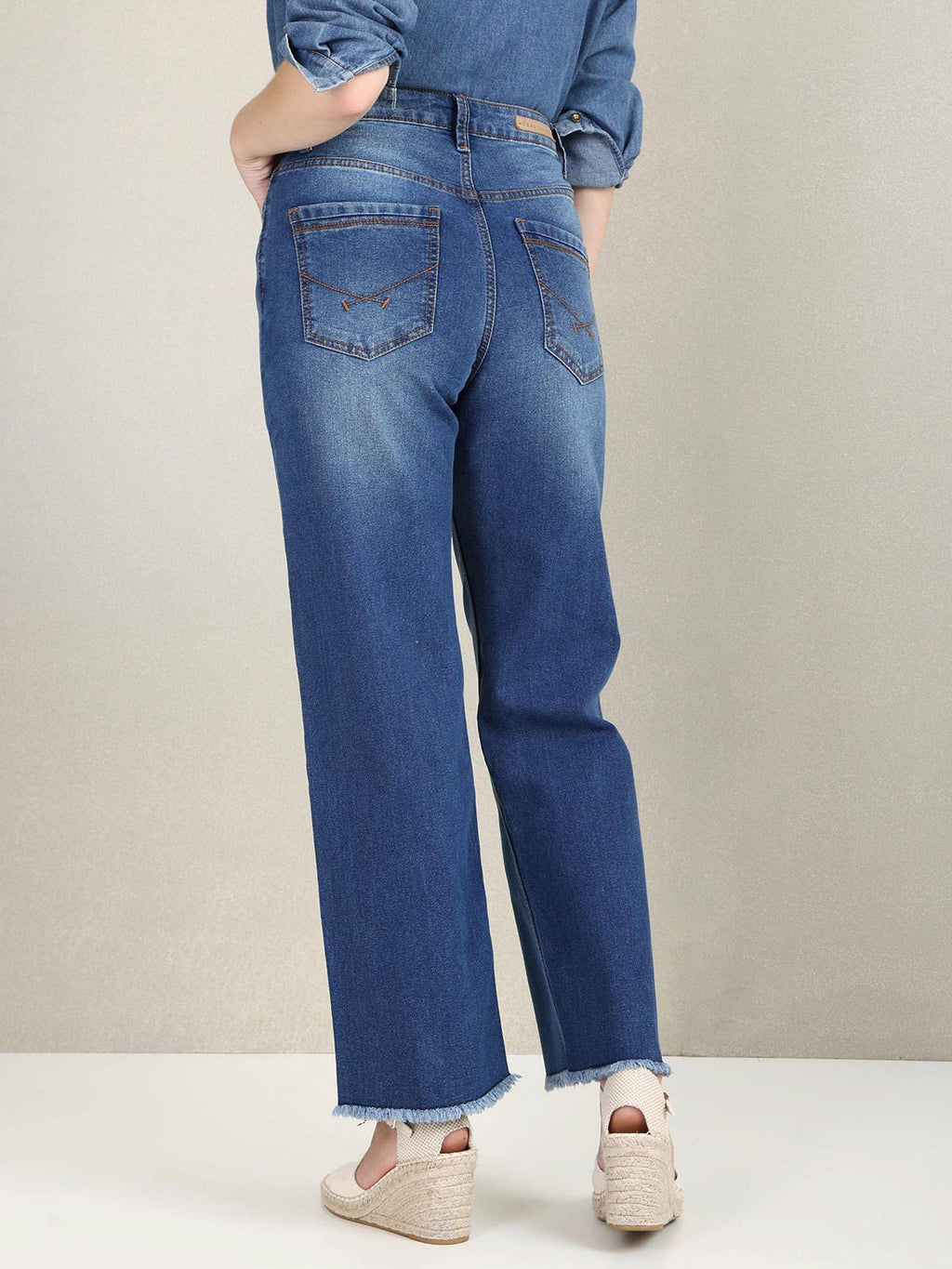 High Rise Wide Leg Stone Wash Jeans | WL90 - view 5