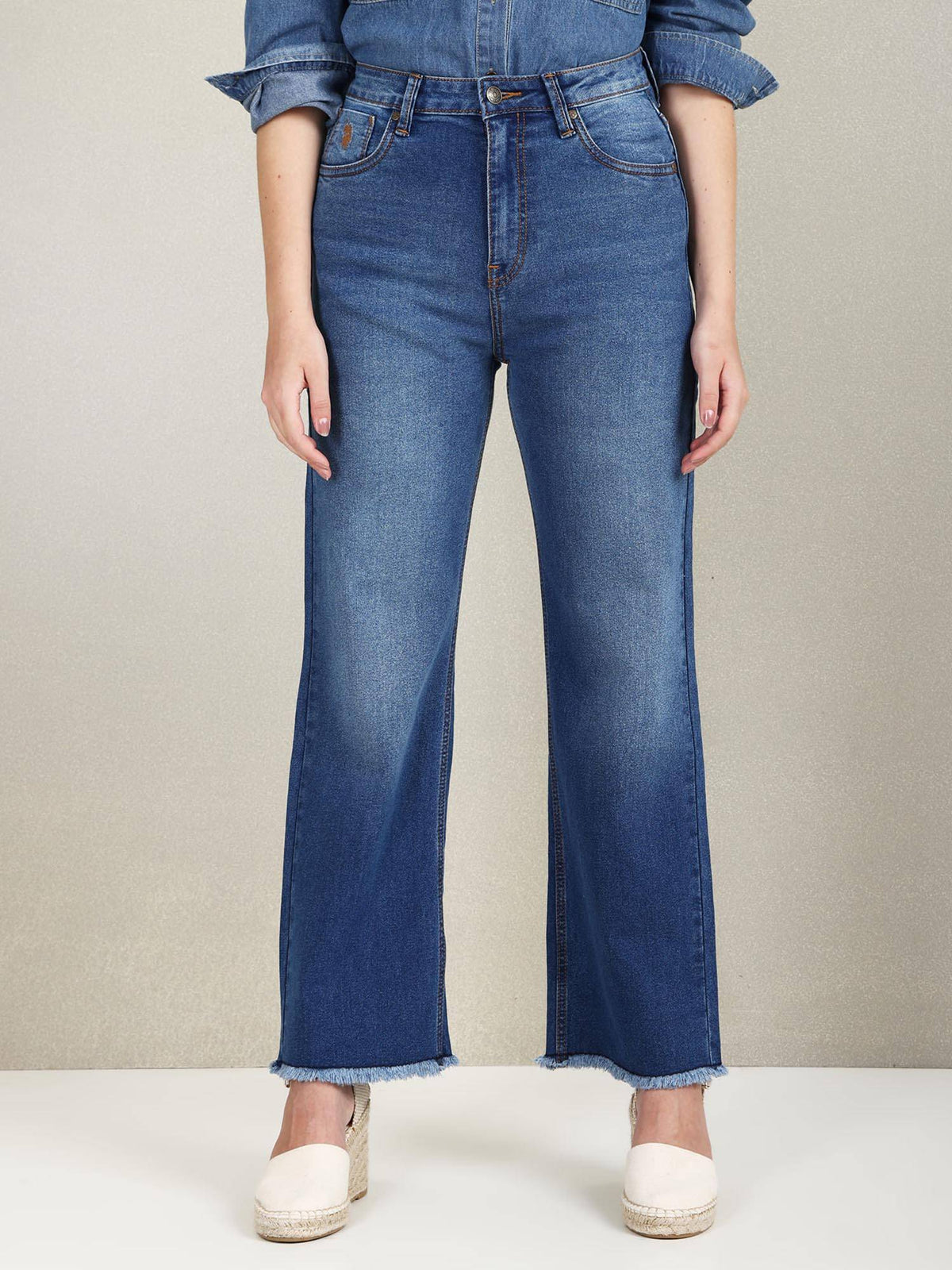 High Rise Wide Leg Stone Wash Jeans | WL90 - view 6