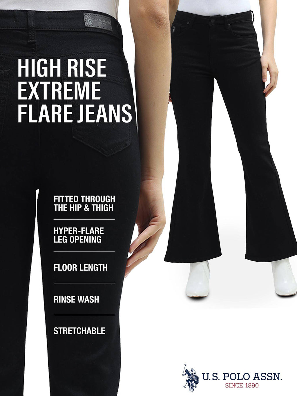 Extreme Flare Fit Black Jeans | BT10 - view 6