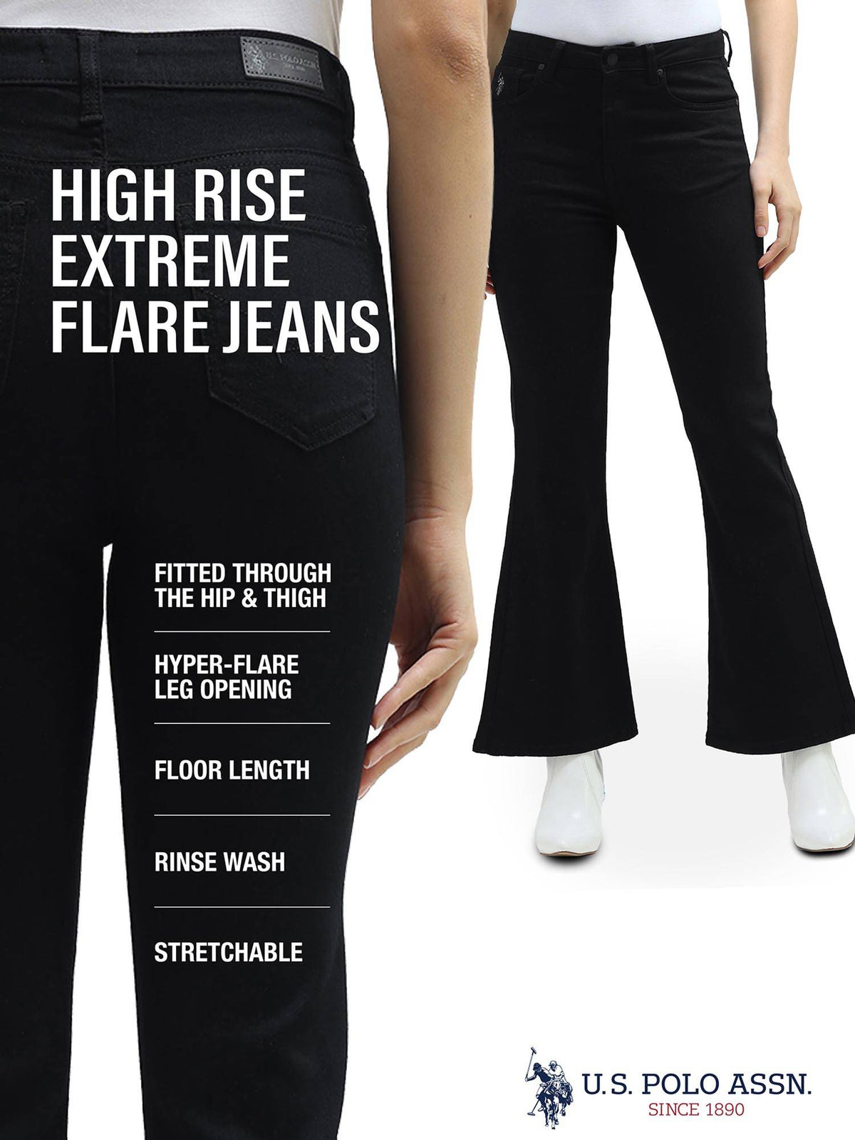 Extreme Flare Fit Black Jeans | BT10 - view 6