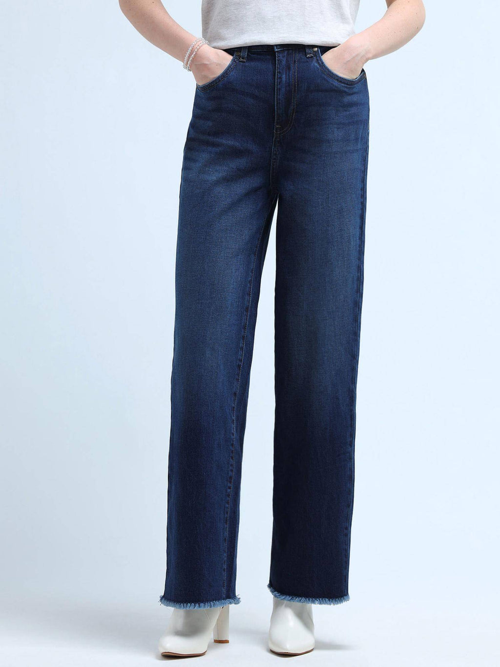 Wide Leg Fit Blue Jeans | WL90 - view 3