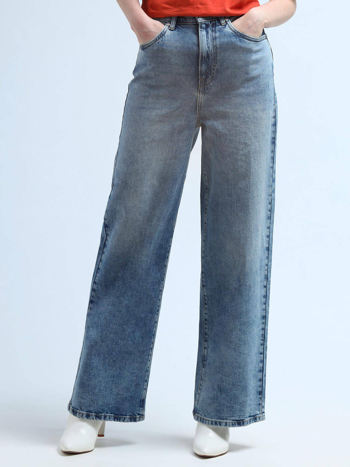 Wide Leg Fit Blue Jeans | WL90 - view 3