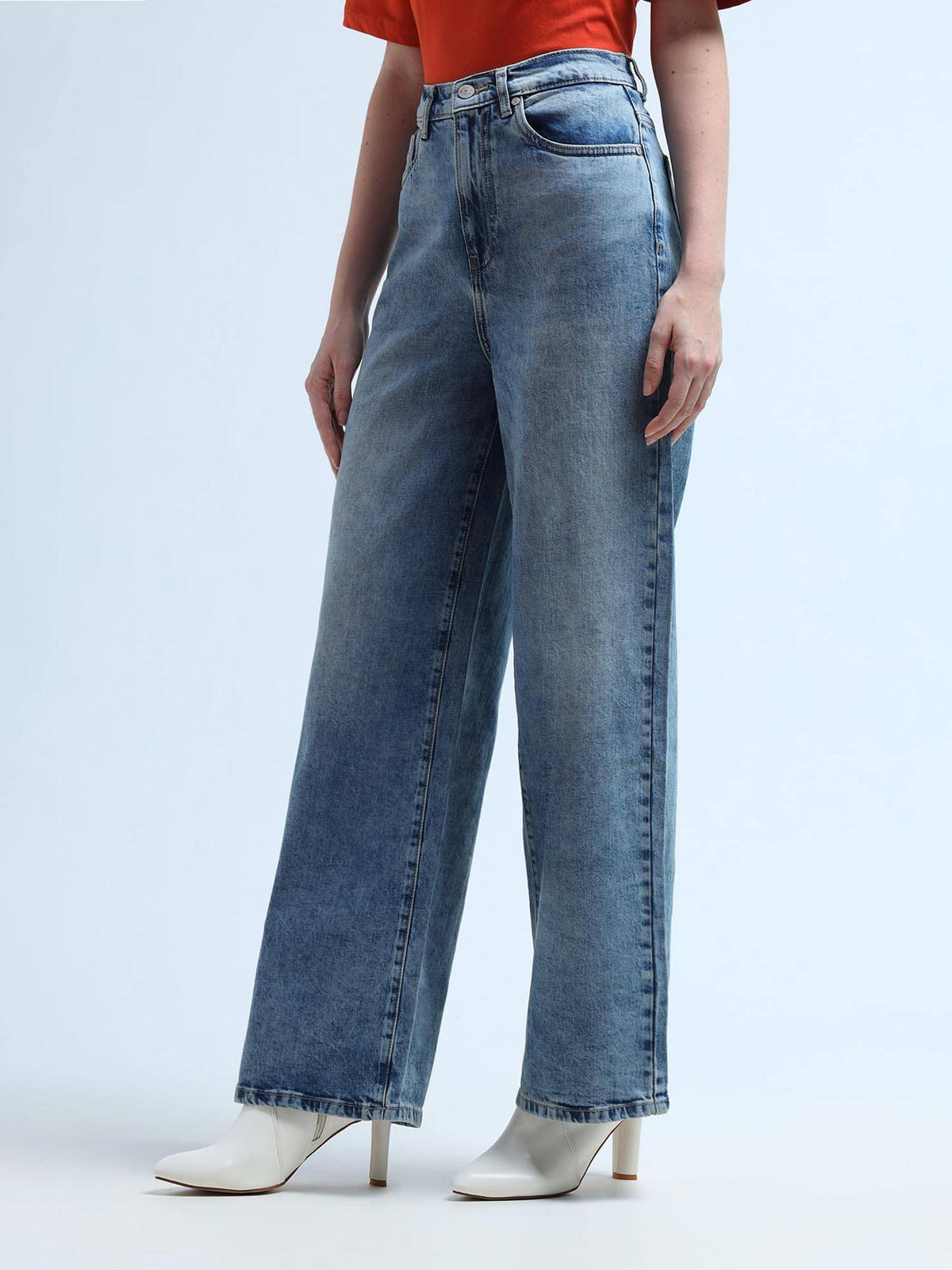 Wide Leg Fit Blue Jeans | WL90 - view 4