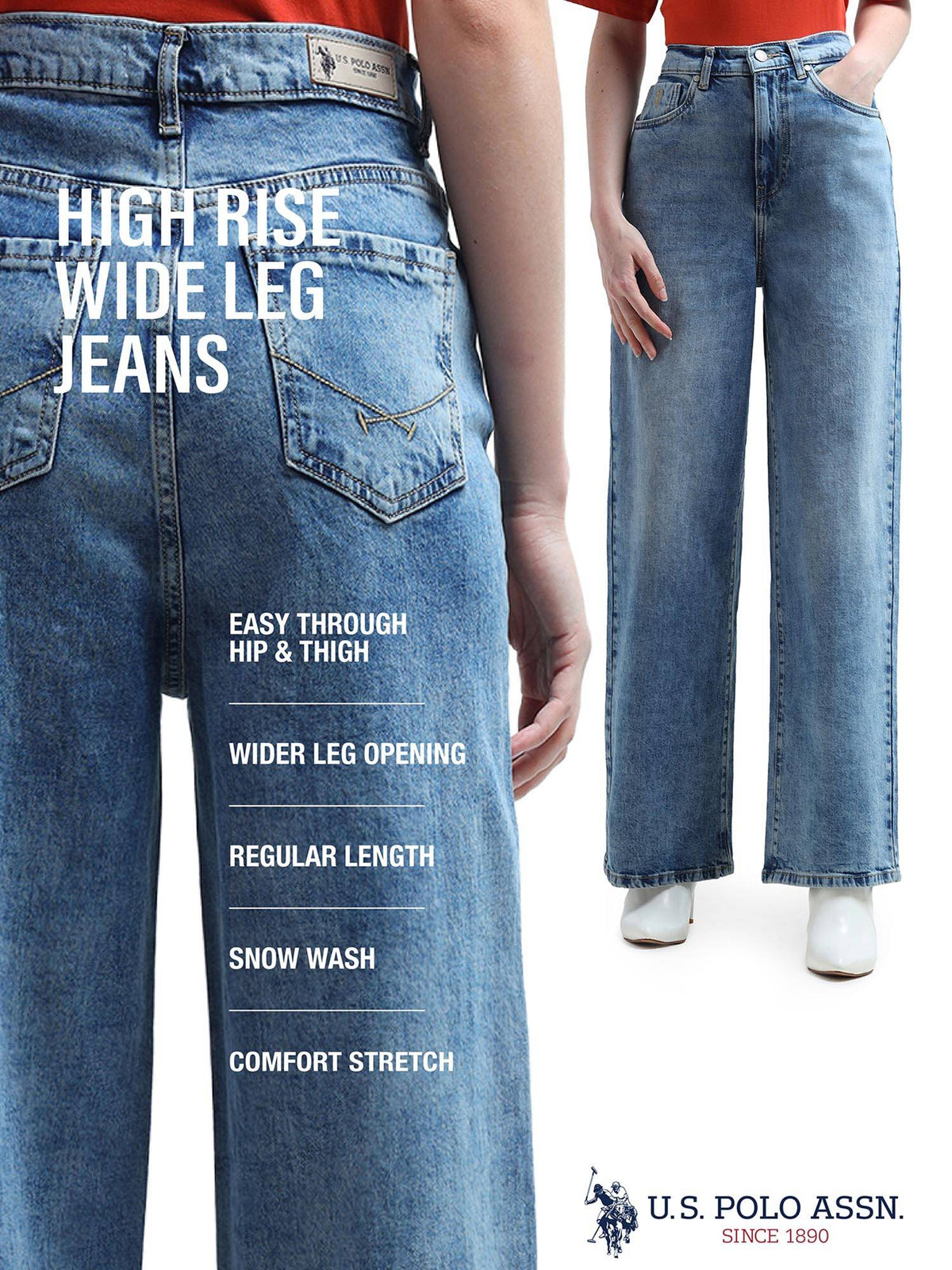 Wide Leg Fit Blue Jeans | U89 - view 6