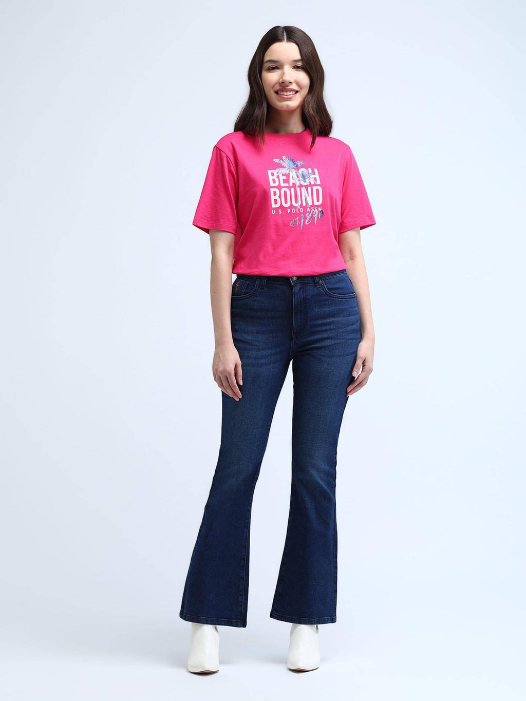 Navy Blue High Rise Flared Fit Jeans | BT10 - view 3