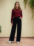 Dark Black High Rise Stretchable Baggy Jeans | BG78 - view 1