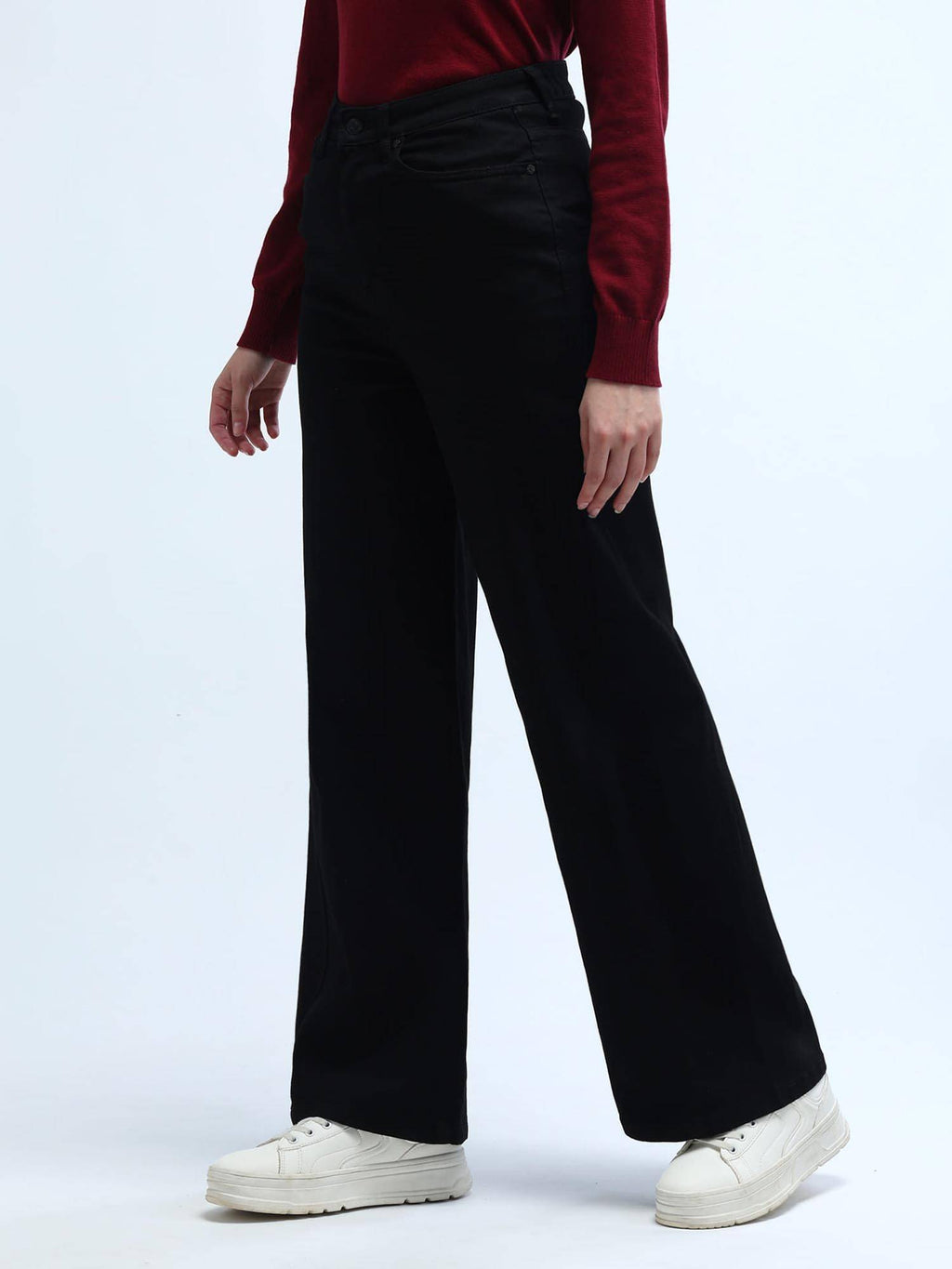 Dark Black High Rise Stretchable Baggy Jeans | BG78 - view 4