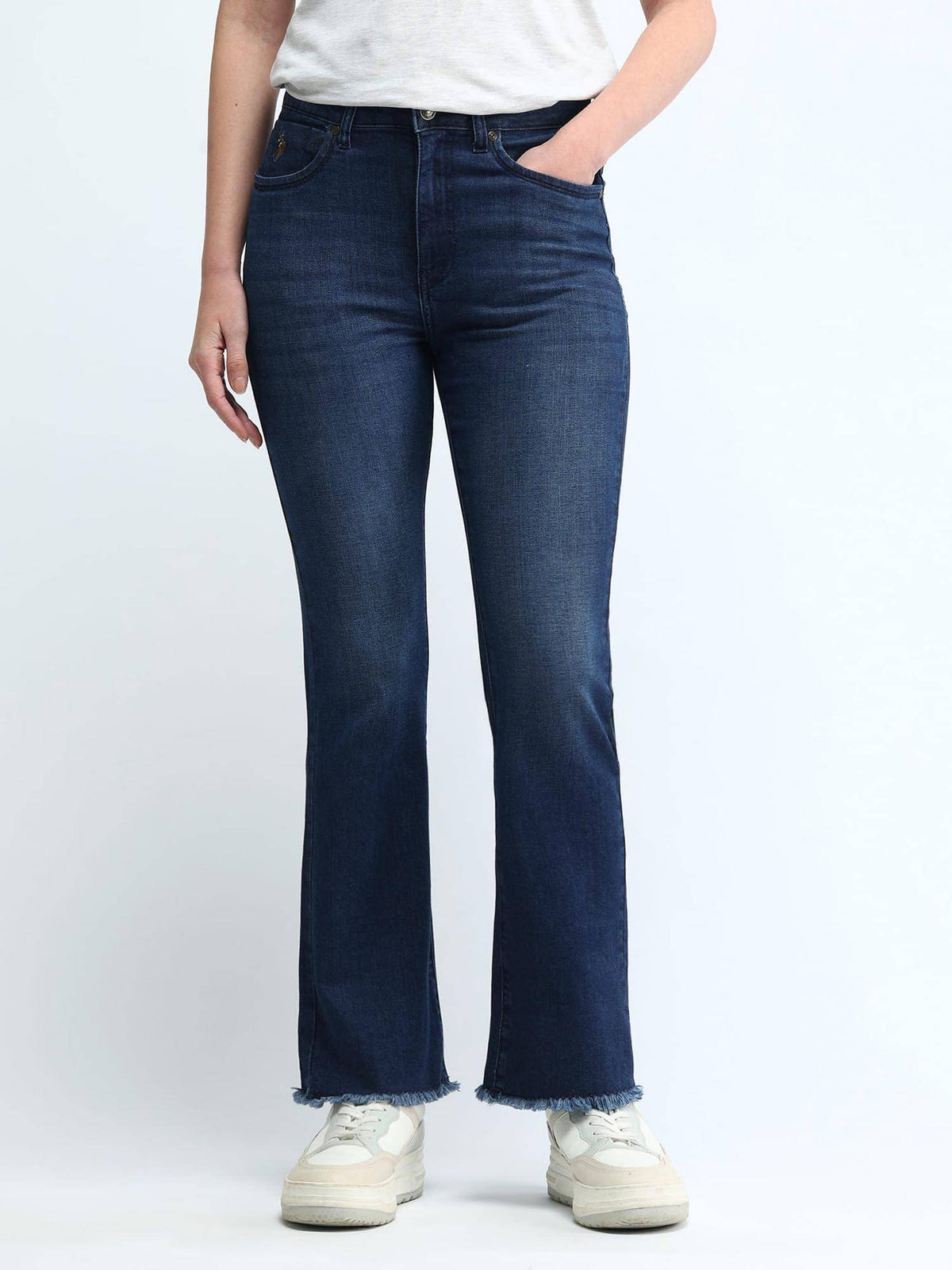 Blue High Rise Skinny Bootcut Jeans | BT10 - view 3
