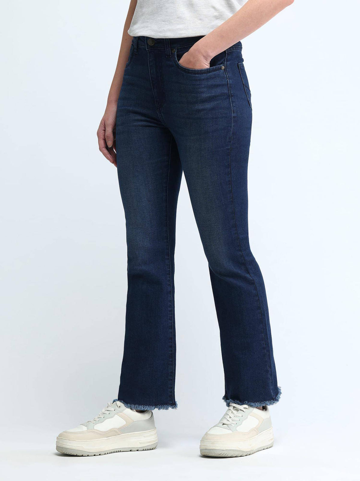 Blue High Rise Skinny Bootcut Jeans | BT10 - view 4