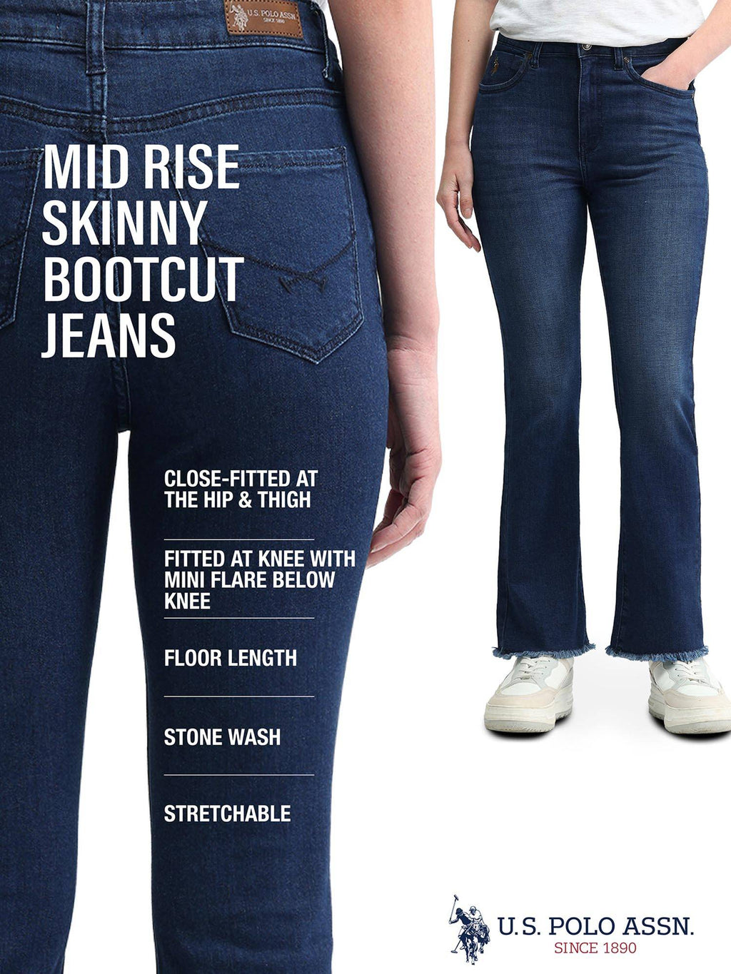 Blue High Rise Skinny Bootcut Jeans | BT10 - view 6