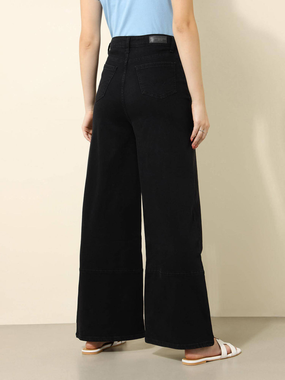Black High Rise Wide Leg Jeans | WL90 - view 5