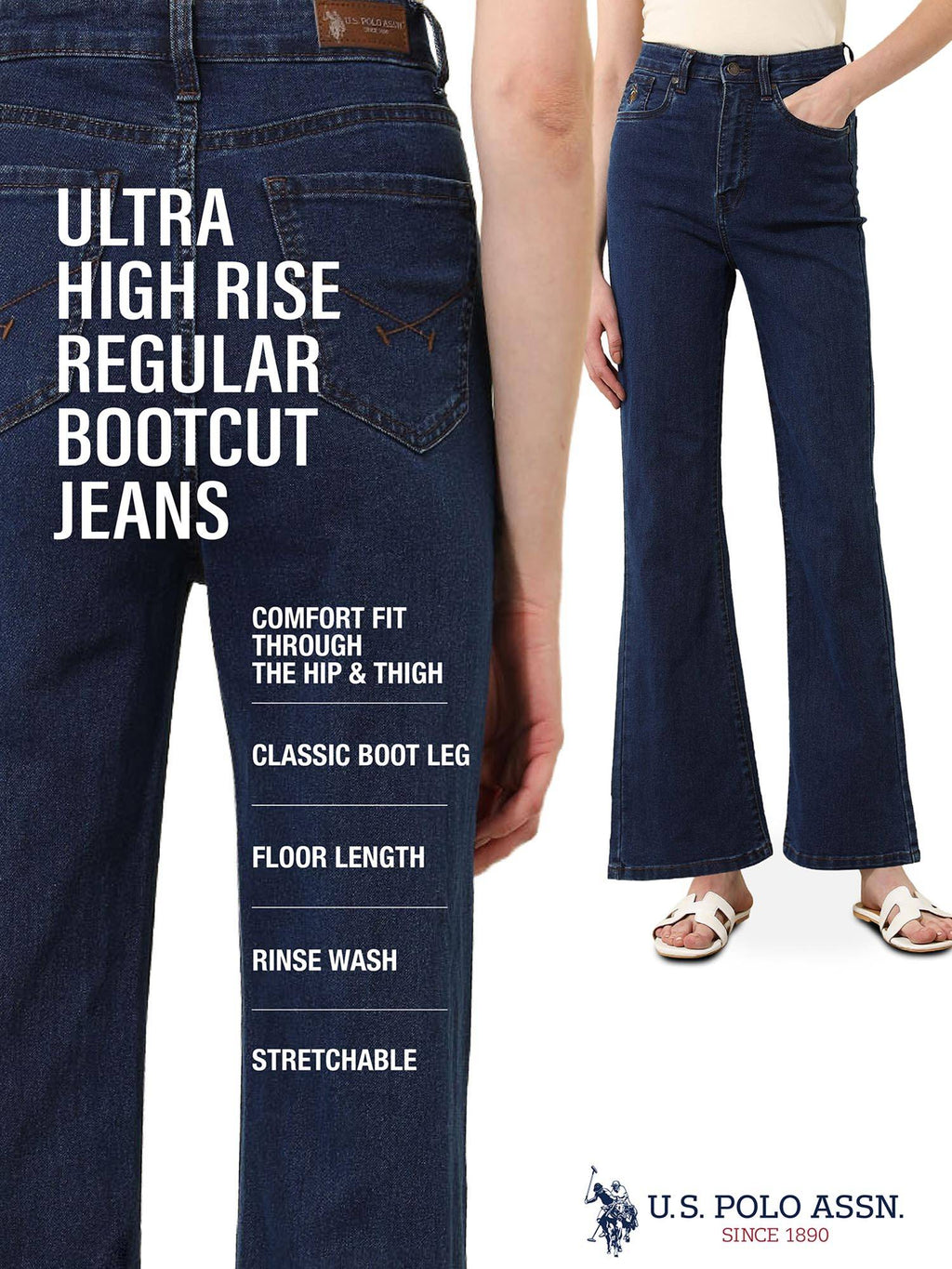 Blue Ultra-High Rise Bootcut Jeans | BG78 - view 7