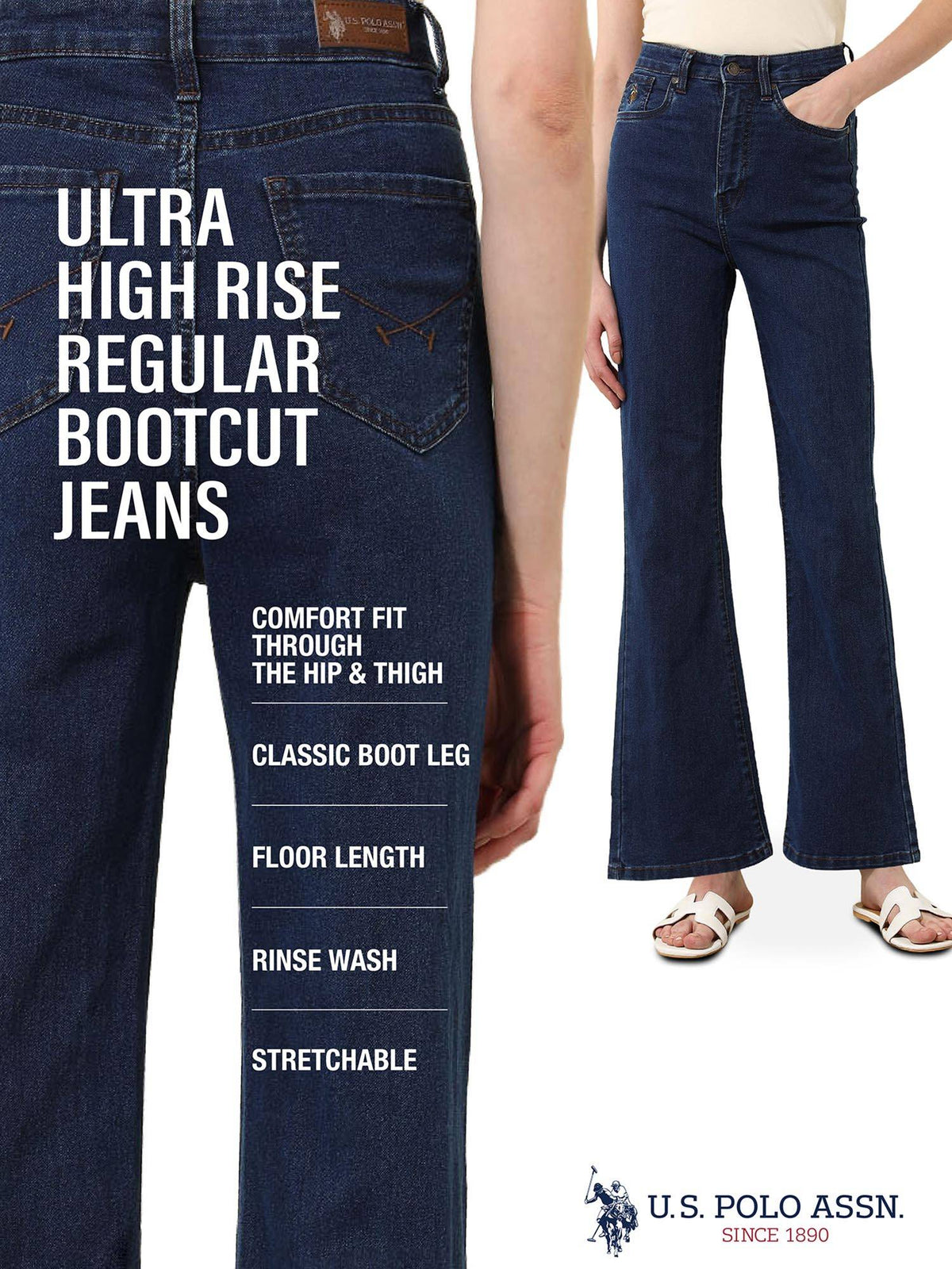 Blue Ultra-High Rise Bootcut Jeans | BT10 - view 7