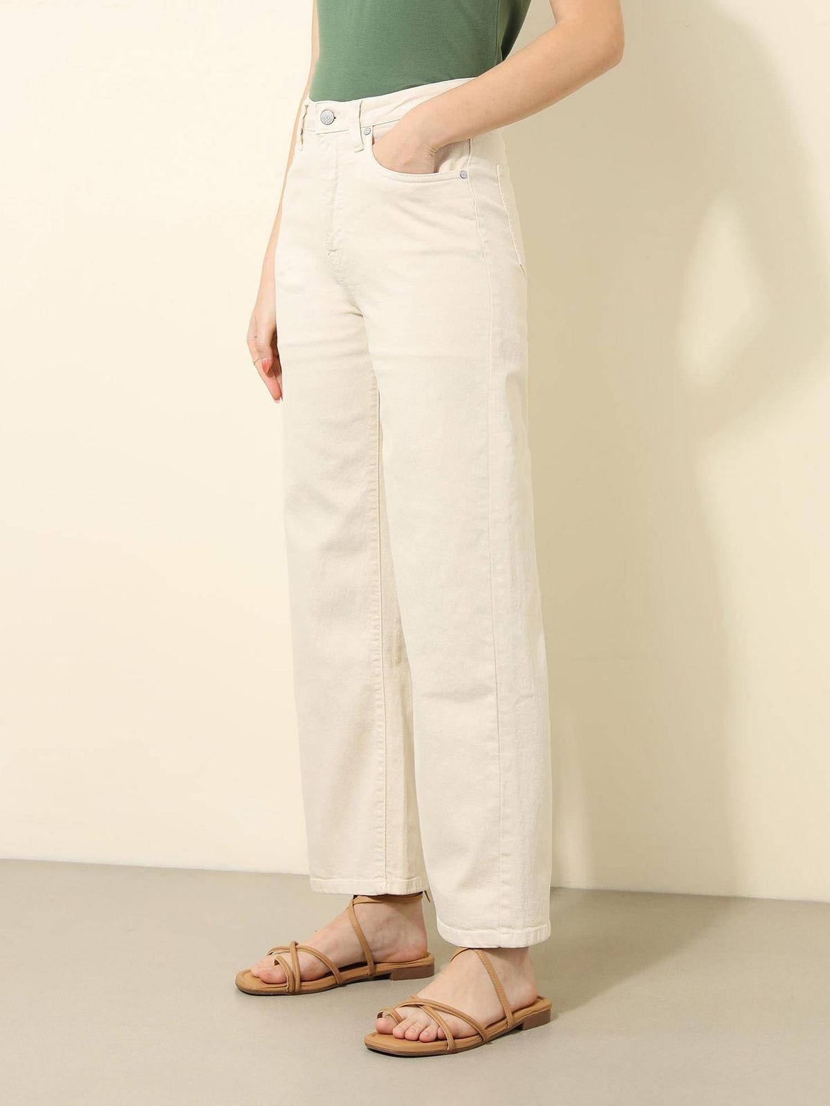 White High Rise Wide Leg Jeans | WL90 - view 4
