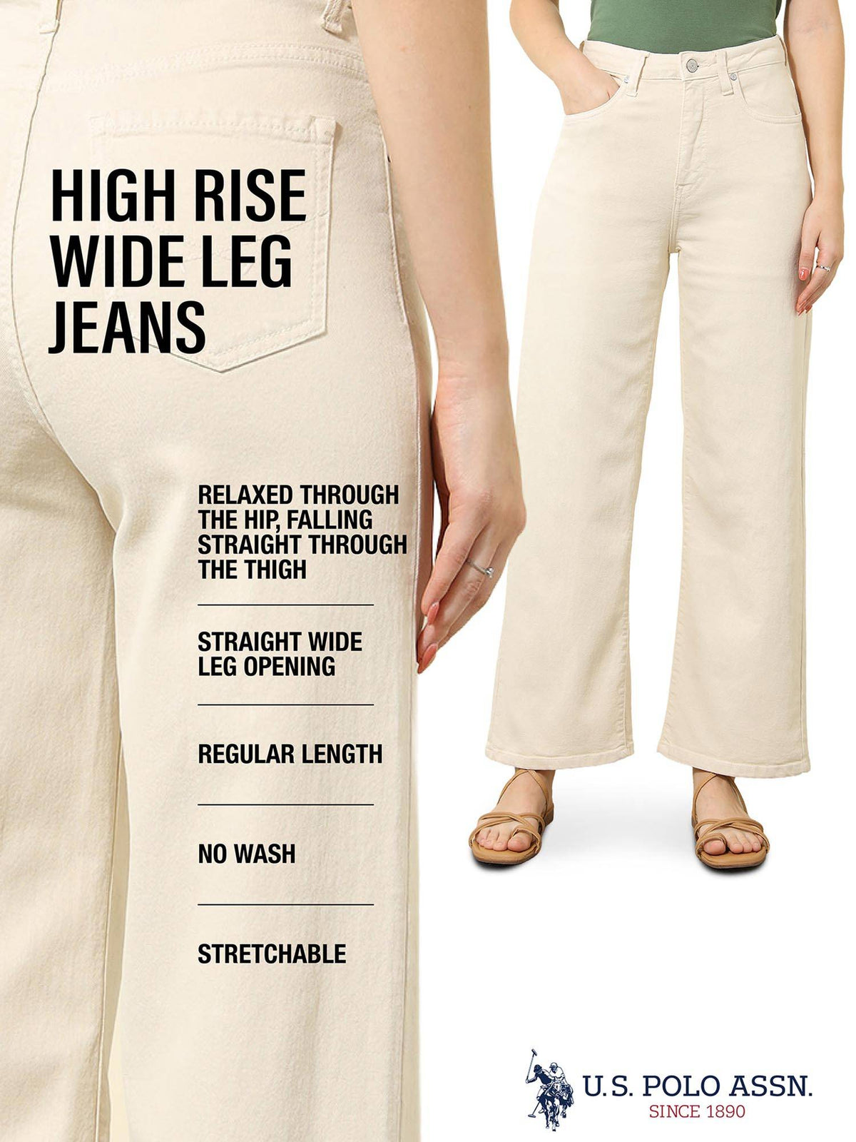 White High Rise Wide Leg Jeans | WL90 - view 7