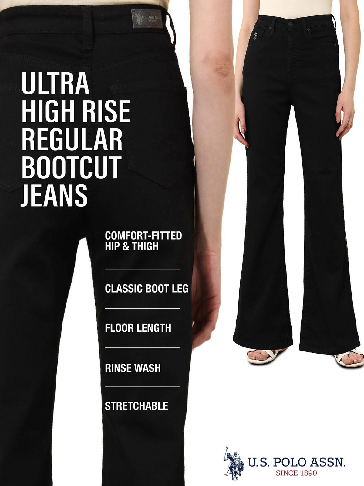 Black Ultra-High Rise Bootcut Jeans | BT10 - view 7