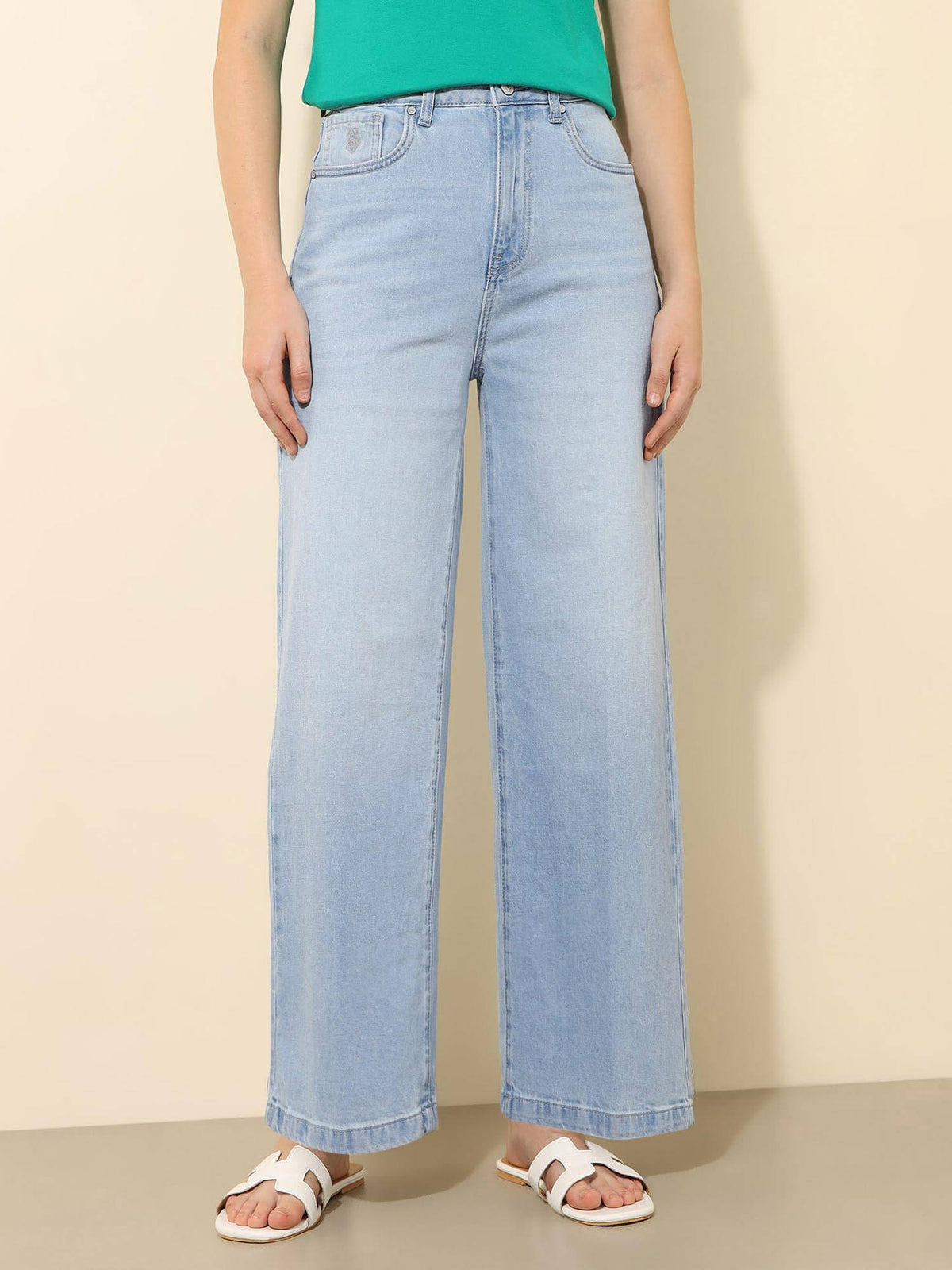 High Rise Wide Leg Blue Jeans | WL90 - view 3