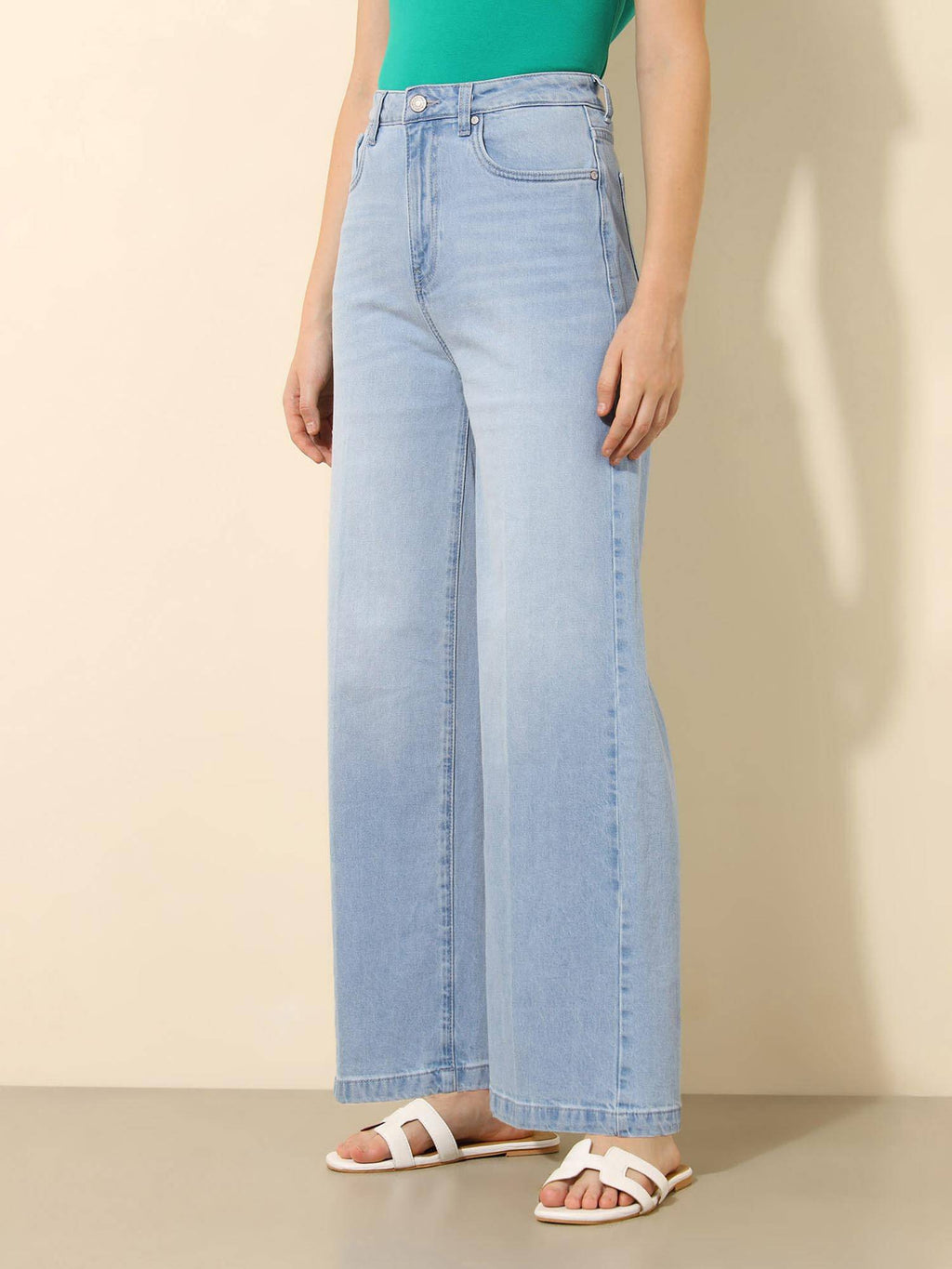 High Rise Wide Leg Blue Jeans | WL90 - view 4