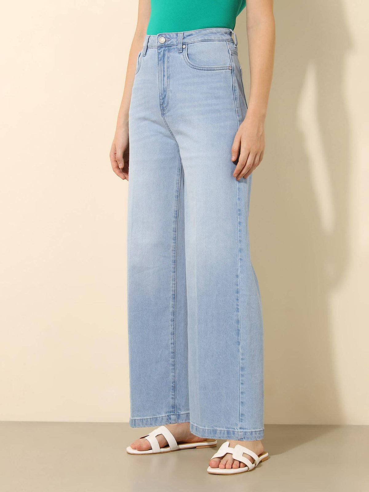 High Rise Wide Leg Blue Jeans | WL90 - view 4