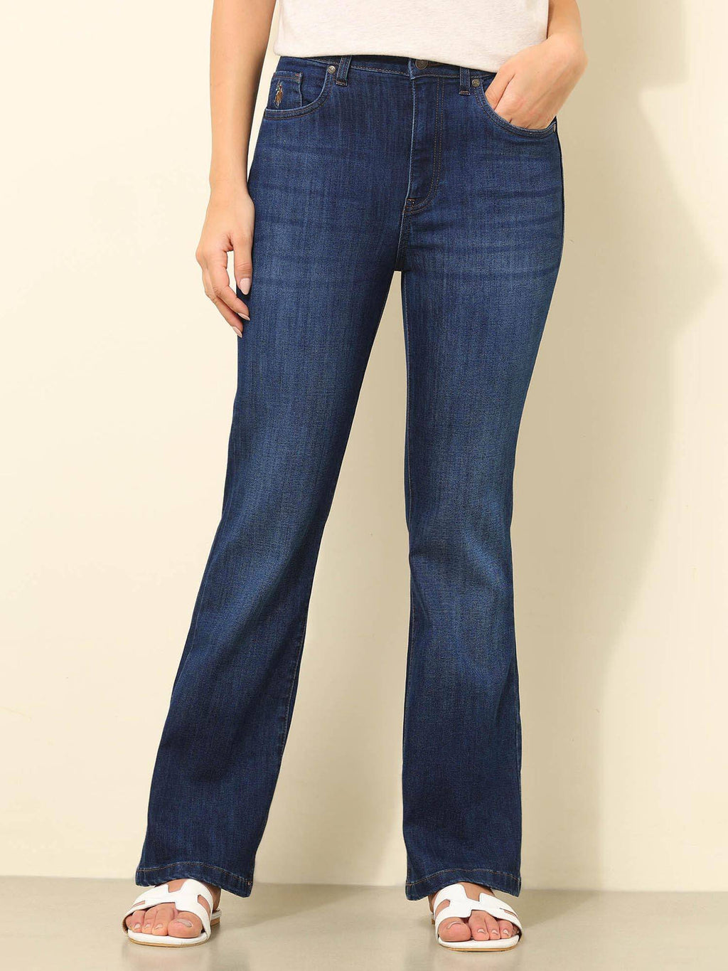Blue Solid Bootcut Fit Jeans | BT10 - view 3
