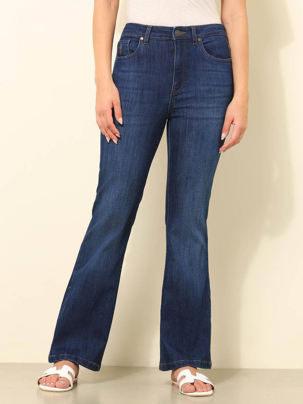 Blue Solid Bootcut Fit Jeans | BT10 - view 6
