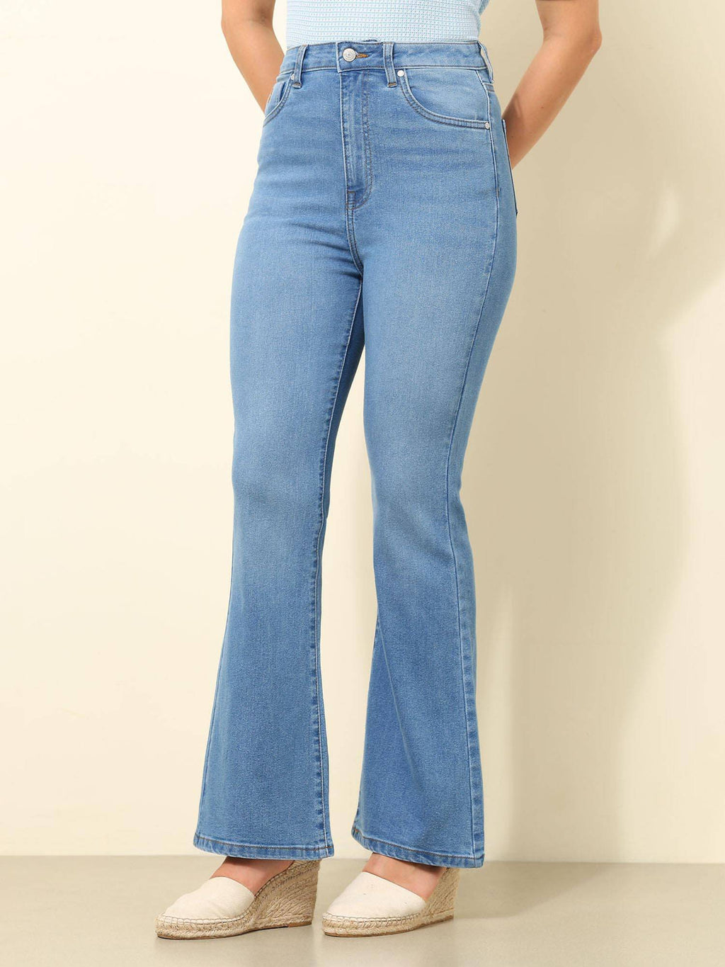 Blue Solid Bootcut Fit Jeans | BG78 - view 4