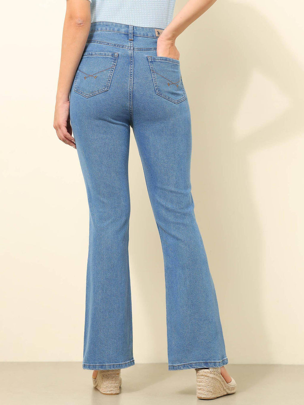 Blue Solid Bootcut Fit Jeans | BT10 - view 5