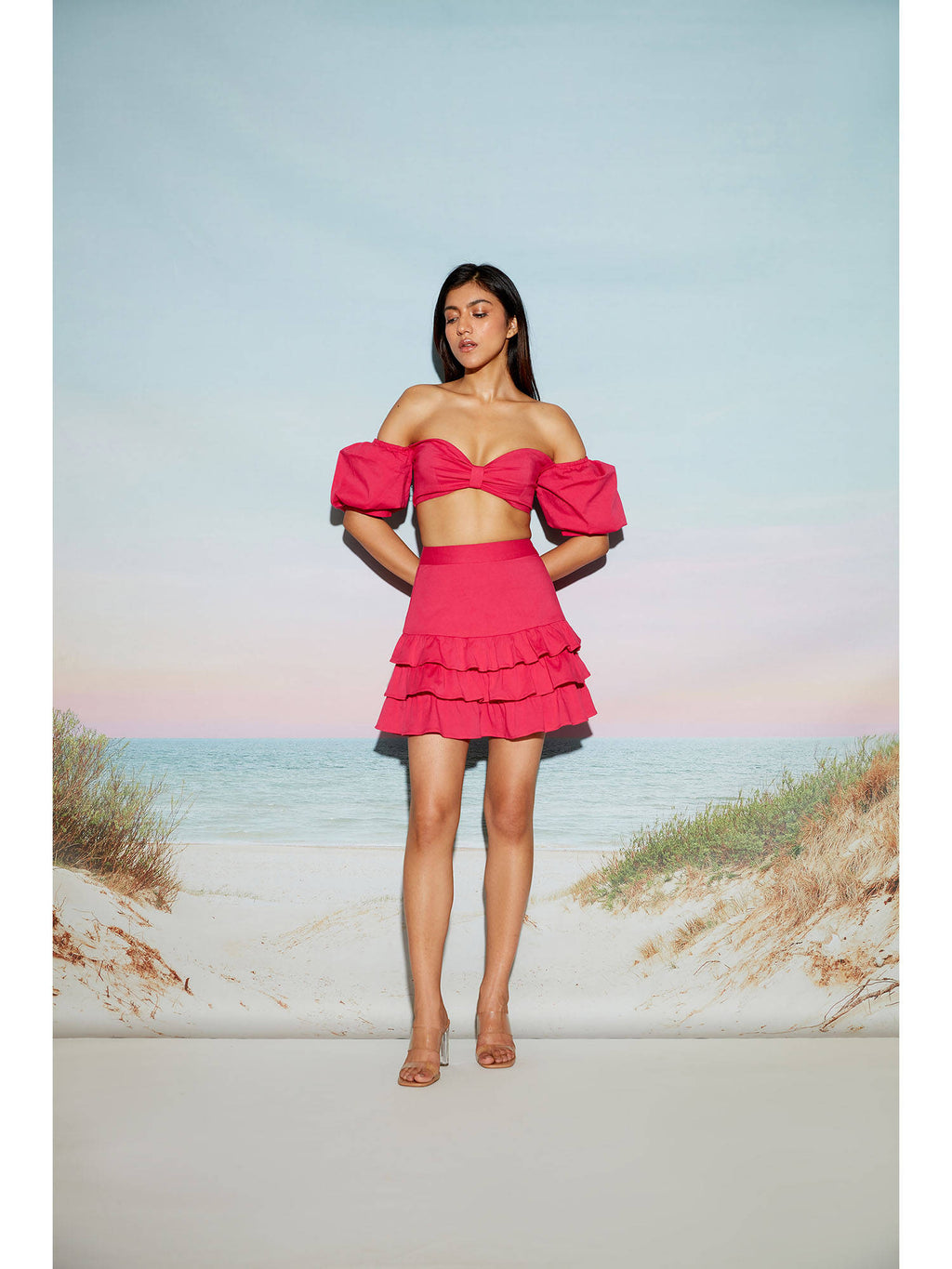 Pink Off Shoulder Bow Top | CT61 - view 2