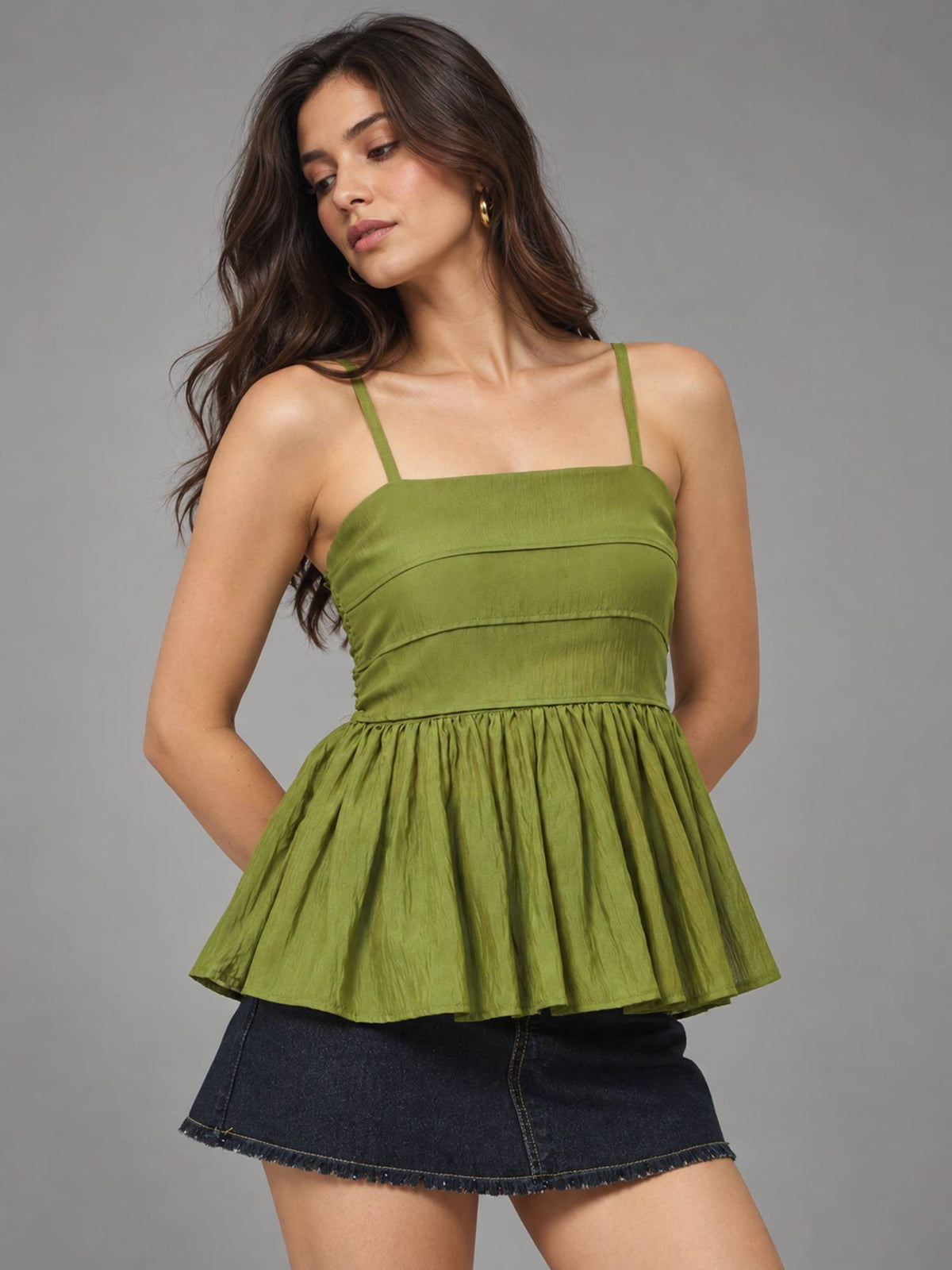 Women Breeze Peplum Green Top | pt51 - view 1