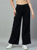 Black Wide Leg High-Rise Stretchable Jeans | WL90 - view 1