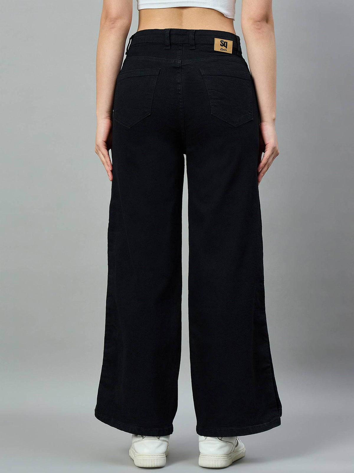 Black Wide Leg High-Rise Stretchable Jeans | WL90 - view 2